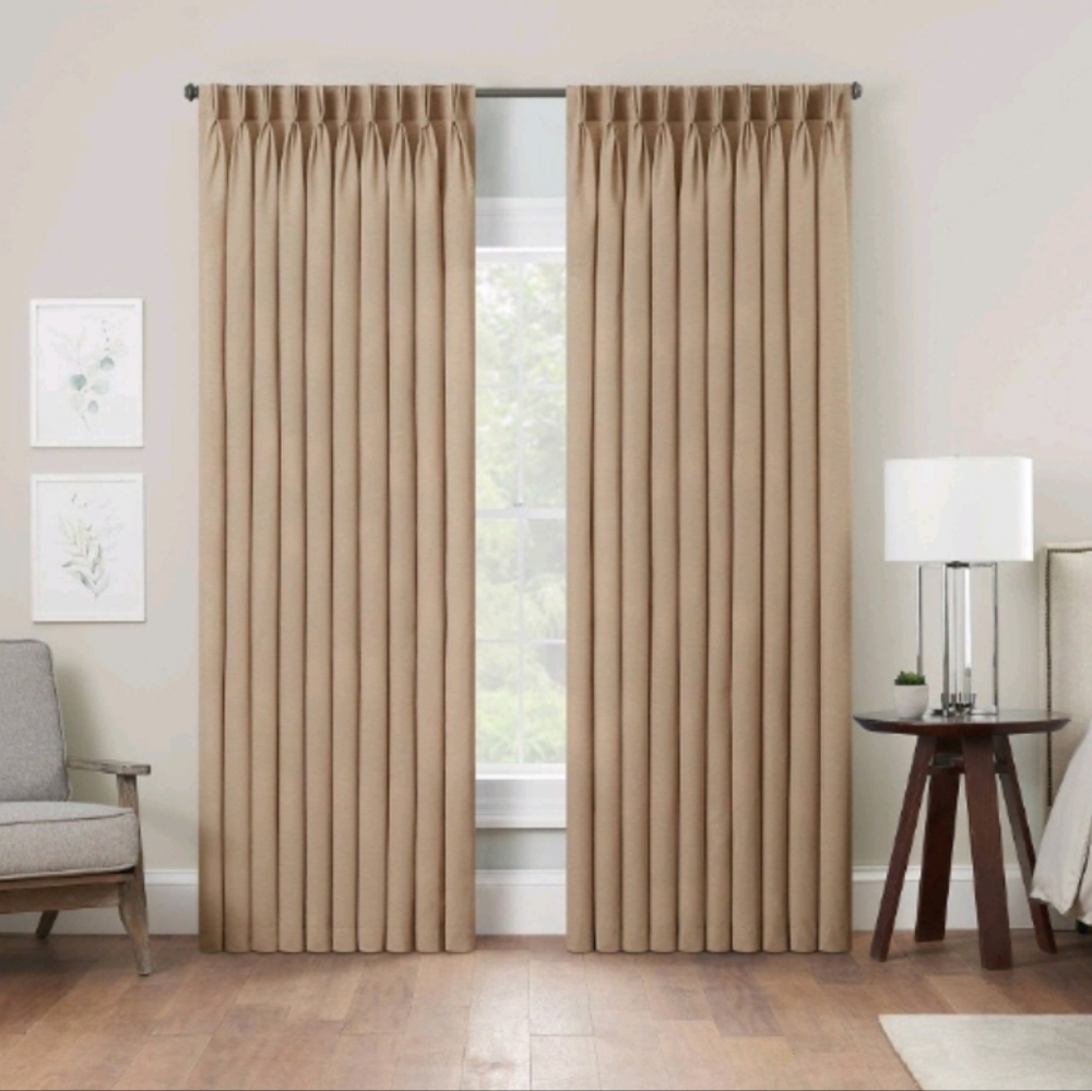 Waverly 50" x 63" Pinch Pleat Light Filtering Curtain Panels Set of 2 Panels